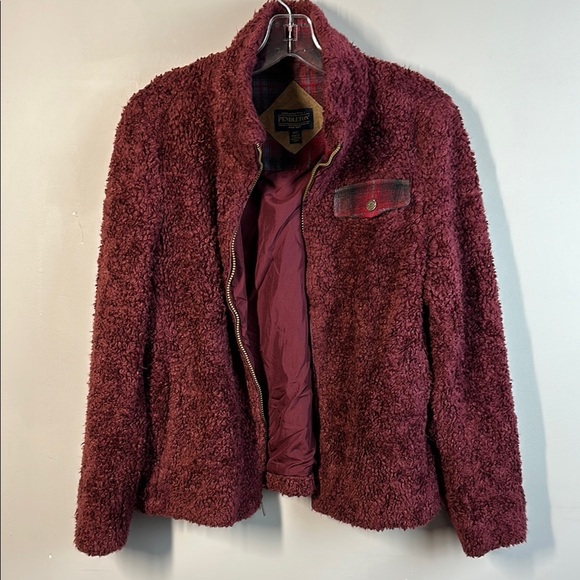 Pendleton Women's Burgundy Sherpa Jacket Size M - Picture 4 of 15